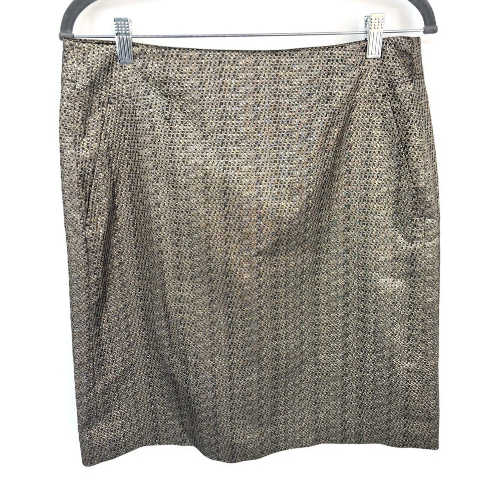 Luisa Cerano Metallic Gold‎ Pencil Skirt Size 8 Event Professional Career Dressy